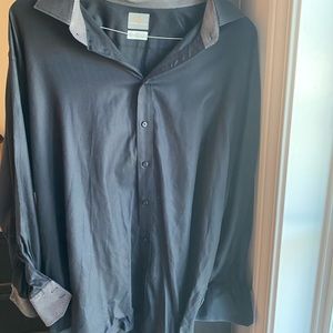 4XL Thomas Dean Black Long Sleeve Shirt - Big & Tall
